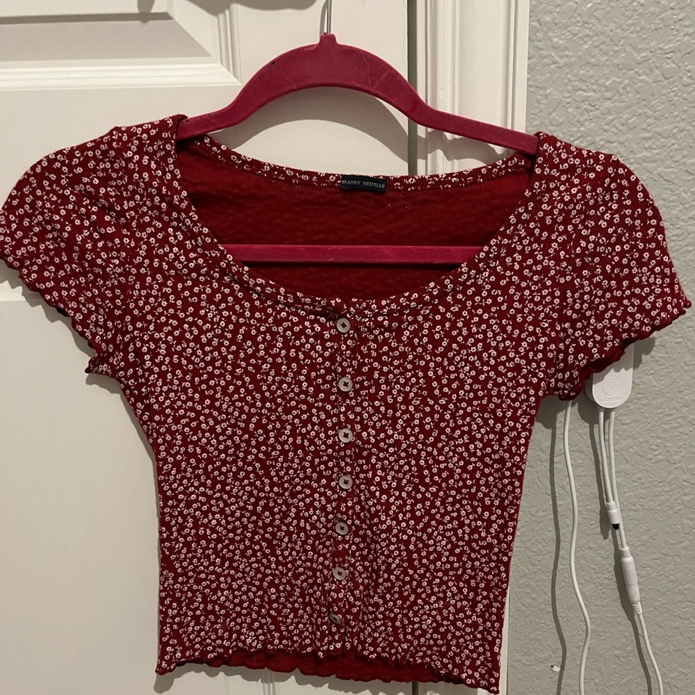 Red Brandy Melville baby tee